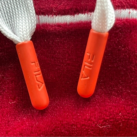 Fila Women's Antonella Crop Velour Hoodie (Tibetan Red/Cherry Tomato, Small) - Picture 7 of 9